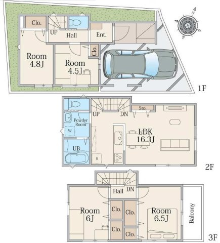 【横浜市旭区二俣川2丁目全2棟新築戸建て】★仲介手数料無料★（二俣川小学校・万騎が原中学校）の間取り