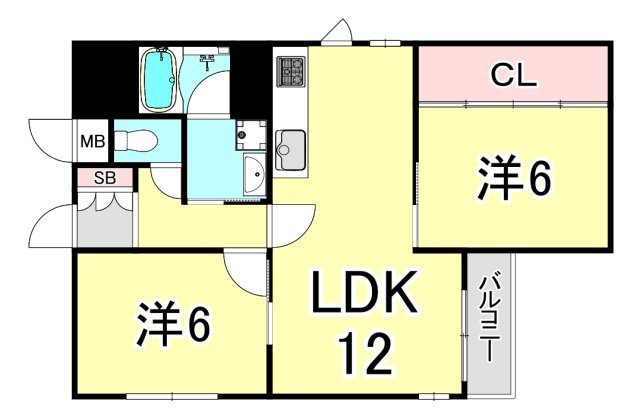越水ハイツの間取り