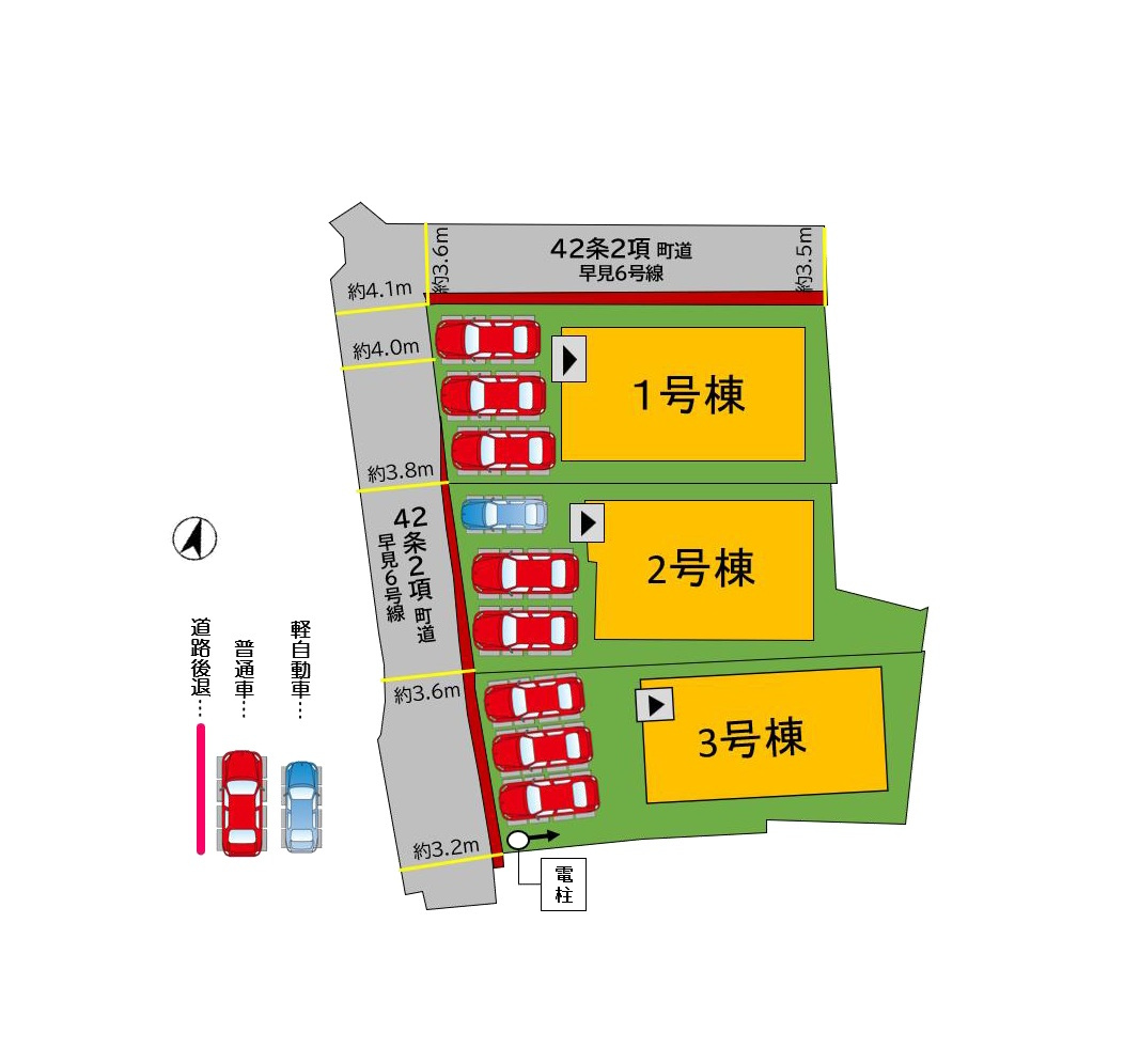 糟屋郡宇美町宇美中央1丁目第4-3棟（3号棟）の区画図|配置図