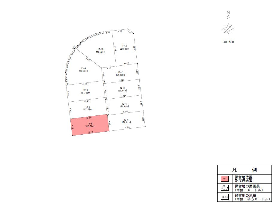 野々市市長池　住宅用地　全4区画の区画図|12街区6