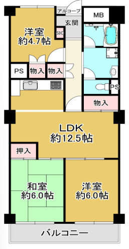 熊内スカイハイツの間取り