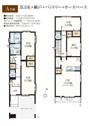 【間取り】 | A号棟２階建／建物面積：93.16㎡(約28.18坪)
