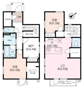 【間取】ウォークインクローゼット、パントリー、階段下収納、カップボードなど収納豊富な間取で居住空間をゆったり利用いただけます