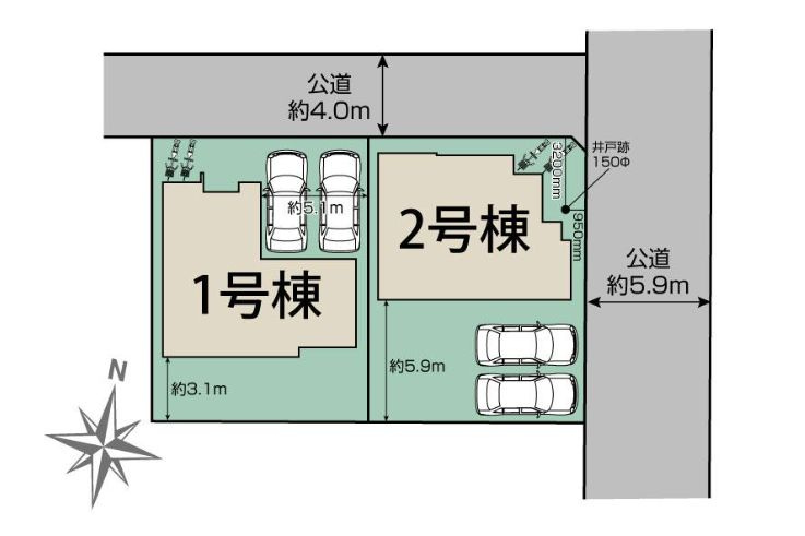 平塚市虹ケ浜新築戸建て　2号棟の区画図|区画図「平塚市虹ケ浜新築戸建て」
