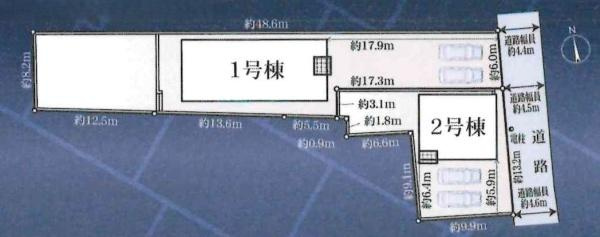 豊田市花本町第1　全2棟・2号棟の区画図