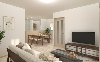 【完成予想図】 | 【LDK　イメージパース】
※画像は設計図面を基に作成したイメージです。