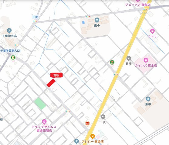 東金市田間Y区／建築条件付き売地の地図