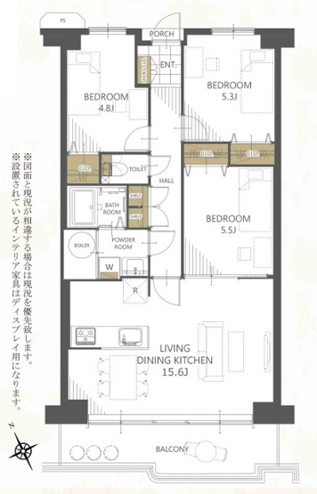【間取り】 | ハイム鴻池 | 最上階！【3LDK＋南西向きバルコニー☆】室内水廻り設備一新！建具新調、フルリノベーション済み☆安心のアフターサービス保証付き☆24時間365日緊急対応サービス付き☆浴室乾燥機・TVモニターホン完備☆