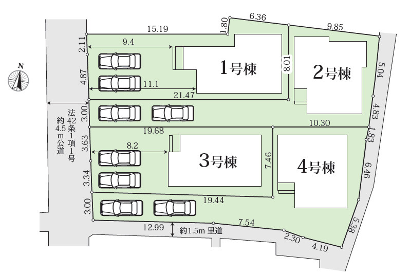 加古川市西神吉町岸（全4棟）2号棟の区画図|2号棟