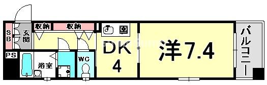 プレサンス新神戸の間取り|脱衣所付き。