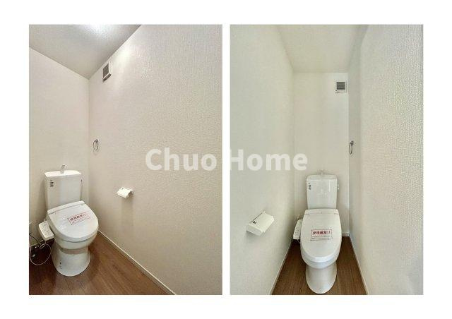 江戸川区西小松川町新築分譲住宅のトイレ|【トイレ×2】 温水洗浄便座機能付きトイレ。温水洗浄便座は清潔にお使いいただくための大切なアイテムです。