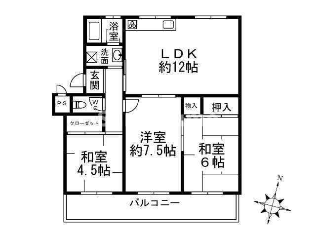 名谷六団地三一号棟の間取り