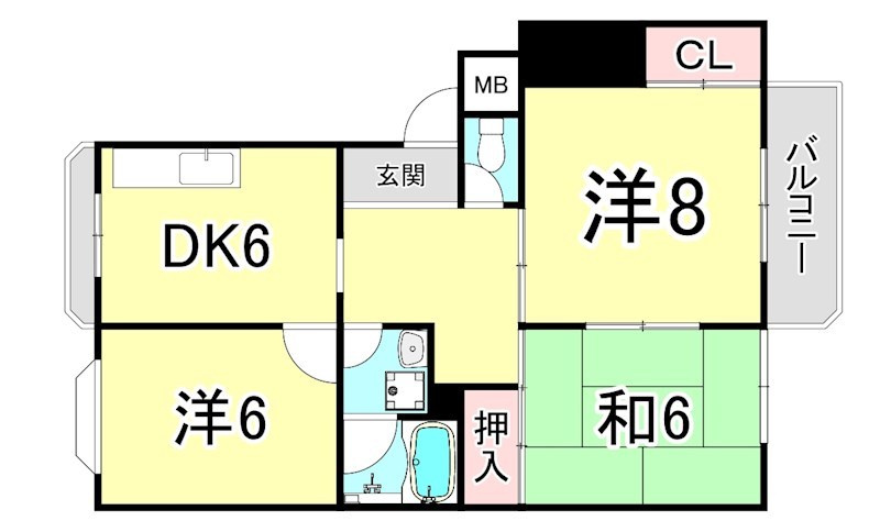 熊野町ハイツの間取り