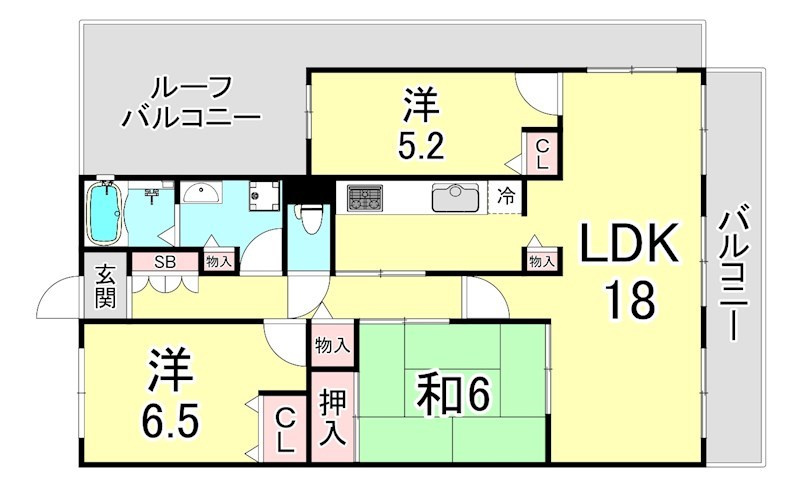 甲子園三番町ハイツの間取り