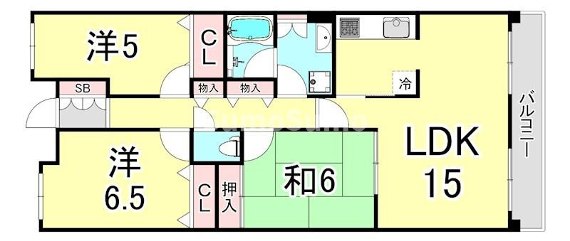 甲子園三番町ハイツの間取り