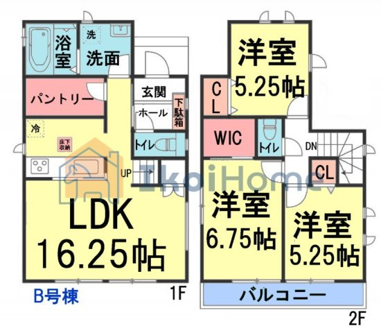 神戸市西区南別府4丁目　B号棟　新築戸建の間取り|【ホームページに現地動画掲載中】●年中無休：当日予約可●陽当たり良好の南向きLDK＆バルコニー♪