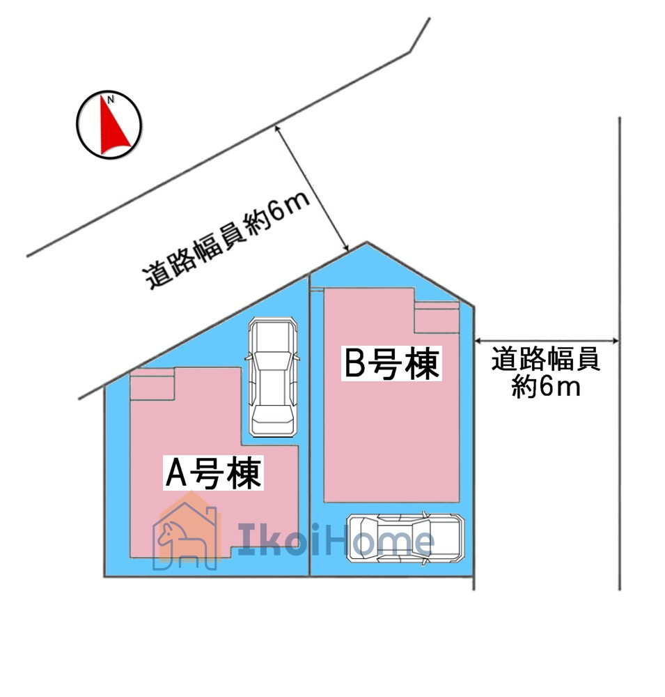 神戸市西区南別府4丁目　B号棟　新築戸建の周辺|【ホームページに現地動画掲載中】●年中無休：当日予約可●区画図です。前面道路は幅員約6mございます。