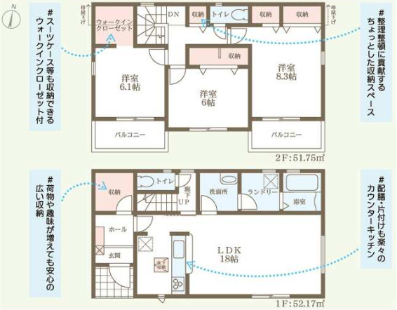 【間取り】 | 加古川市新神野５期（全1棟）新築 | 3LDK+WICです。