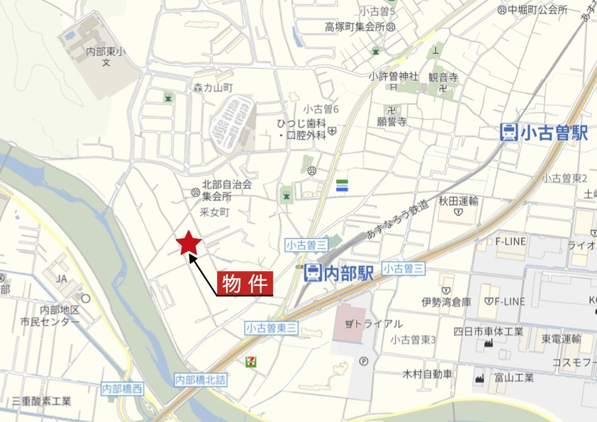 四日市市釆女町《全2区画》の地図|広域Map