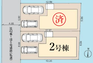 【区画図】 | 【仲介手数料無料！！】府中市若松町2丁目　新築戸建て（全2棟）2号棟　4680万円