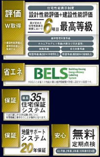 【構造・工法・仕様】 | 【仲介手数料無料！！】府中市若松町2丁目　新築戸建て（全2棟）2号棟　4680万円 | 性能評価住宅、耐震等級3、省エネBELS、地盤保証20年