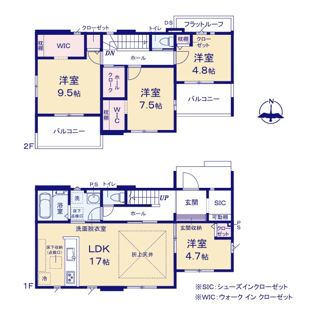 ケイアイフィット　水戸市元吉田町　14期 　3の間取り|　
☆水廻りコンパクトで家事動線ラクラク、全居室に大容量の収納スペース配備。玄関もスッキリ片付くSICも嬉しい♪全室明るい南向きです！