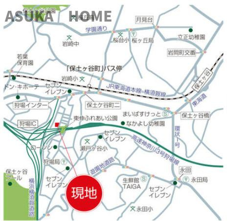 保土ケ谷区狩場町の地図|広々敷地で、自然に囲まれた開放感あふれる高台に位置します。