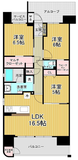 【間取り】 | ラシュレ新大阪 | 上層階・角部屋・ペット飼育可・専有面積広々８０㎡