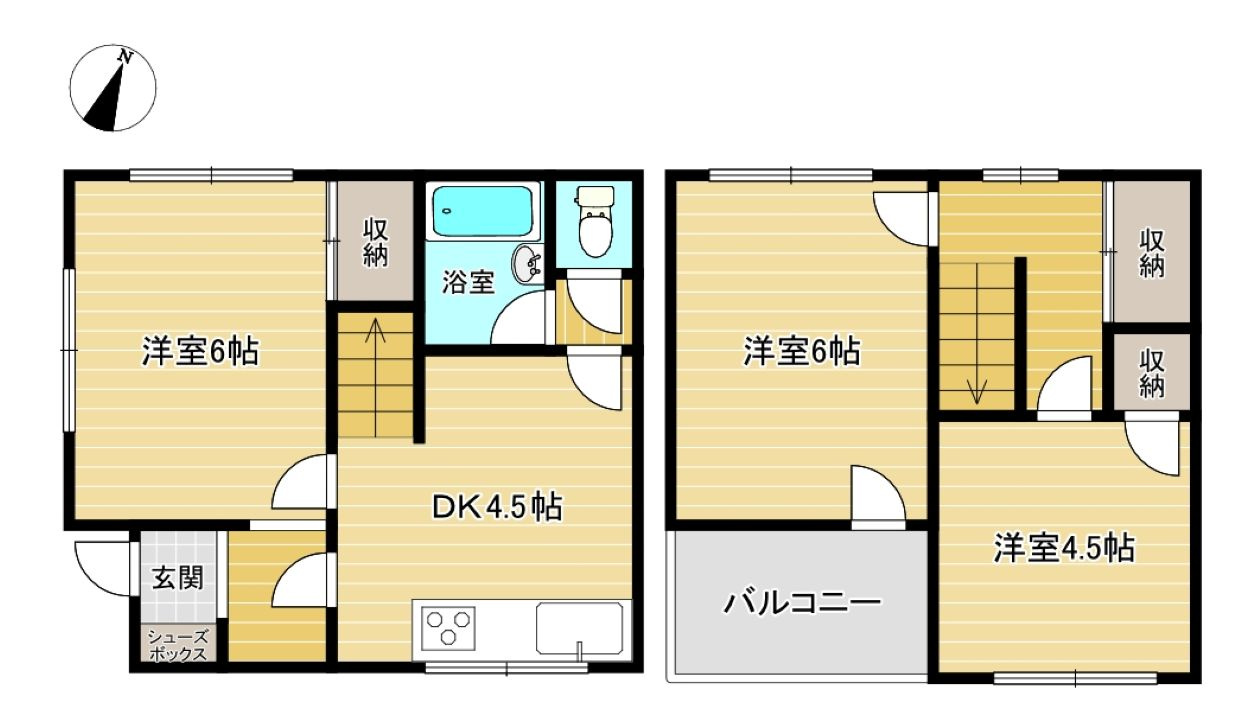 灘区城の下通1丁目の間取り|3洋室　2面採光　陽当り・通風良好