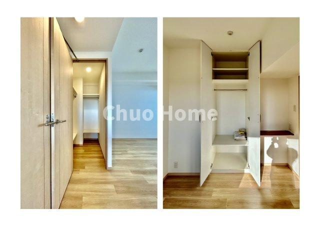 ガクエンヒルズ北千住の収納|居室にはクローゼットを完備し、自由度の高い家具の配置が叶うシンプルな空間です。お子様の成長と必要になる子供部屋を与えるにはぴったりの間取りですね。