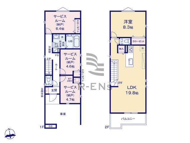 【間取り】 | 練馬区桜台２丁目　新築戸建て　B号棟 | 2階LDKはプライバシーも配慮されたゆったり過ごせるスペース