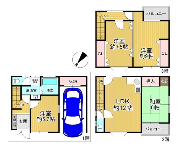 守口市南寺方東通1丁目戸建の間取り