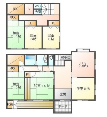 【中古戸建】太田市中根町の間取り|■間取り図｜敷地面積：500㎡（約151.24坪）　建物面積：171.34㎡（約51.83坪）