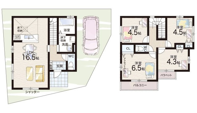 京都市伏見区醍醐下山口町　第1期　新築一戸建ての間取り
