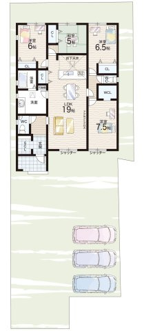 近江八幡市出町　第1期　新築一戸建ての間取り|1号地