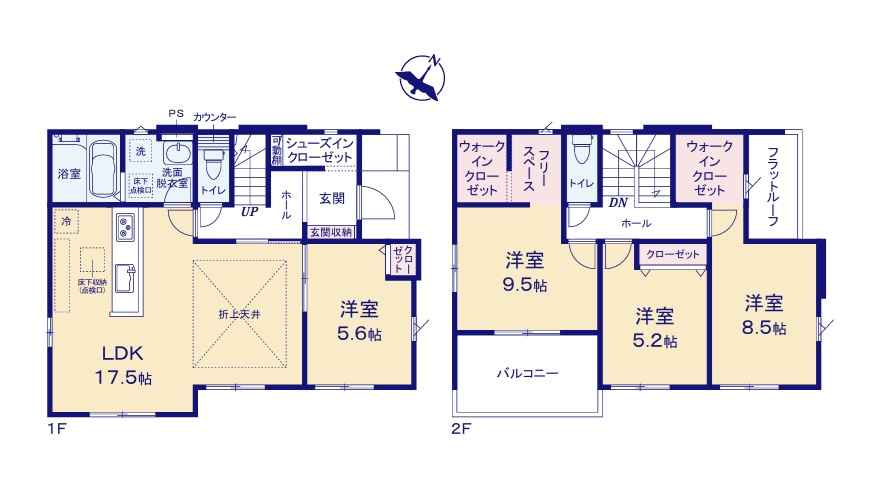 ケイアイフィット　ひたちなか市高場　6期 　1の間取り|　
☆水廻りコンパクトで家事動線ラクラク。全居室に大容量の収納スペース配備。玄関もスッキリ片付くSICも嬉しい♪全室明るい南東向き、広いバルコニーも魅力です！