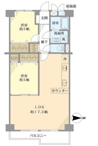 高殿コーポの間取り|2LDK