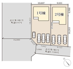 大洗町五反田3期　新築戸建　1号棟の区画図