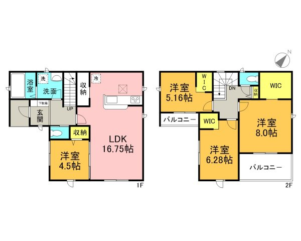 碧南第65尾城町　新築戸建＜1号棟＞の間取り|4LDK＋WIC