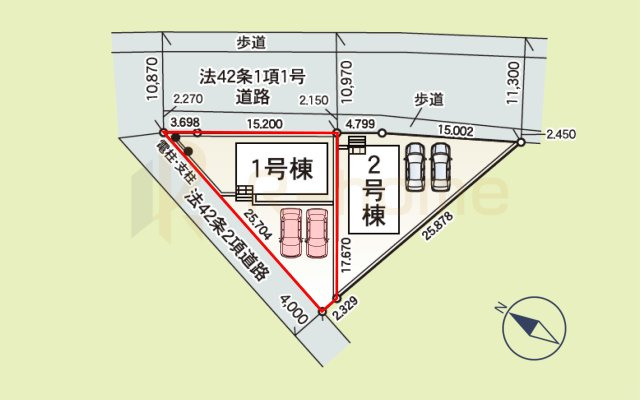 土浦市神立東第5　新築戸建て　1号棟の区画図|大きなお買い物だからこそ、メリット・デメリットを伝えさせて頂きます。
R-homeにお任せください♪
