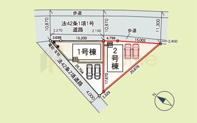 土浦市神立東第5　新築戸建て　2号棟の区画図|大きなお買い物だからこそ、メリット・デメリットを伝えさせて頂きます。
R-homeにお任せください♪
