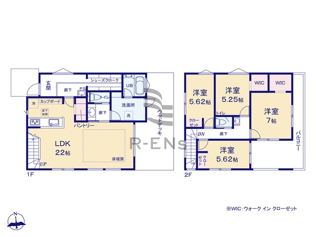 【間取り】 | 練馬区関町北４丁目　新築戸建て | ウッドデッキは、庭とリビングをつなぐ開放的な空間です！