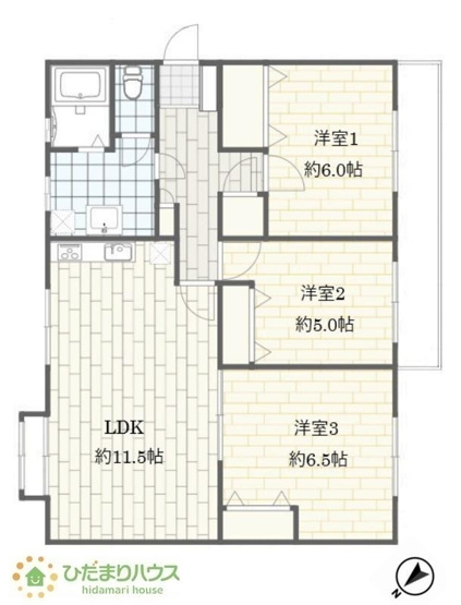 【間取り】 | 久寺家マンションＣ棟 | 全居室洋室！ゆとりのある3LDK☆
