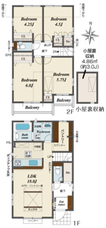 【間取り】 | 【仲介手数料無料！！】日野市南平1丁目　新築戸建て（全2棟）2号棟　4480万円 | 2号棟間取図