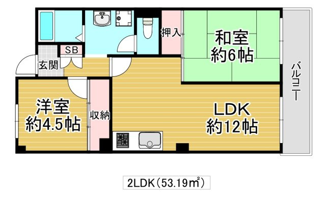 東大阪市稲田上町１丁目の賃貸マンションの間取り