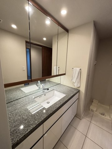 天板が広く、ボウル部分が深い為、水が飛び散る心配も軽減。また、ホテルのような天板部分の広さを利用し小物が置ける点も、十分にうれしい点です。