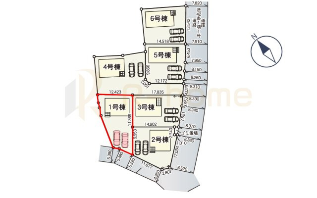 那珂市瓜連第14　新築戸建て　1号棟の区画図|大きなお買い物だからこそ、メリット・デメリットを伝えさせて頂きます。
R-homeにお任せください♪