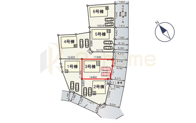 那珂市瓜連第14　新築戸建て　3号棟の区画図|大きなお買い物だからこそ、メリット・デメリットを伝えさせて頂きます。
R-homeにお任せください♪