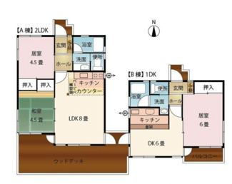 【間取り】 | 【北杜市大泉町谷戸】管理分譲地内にある２棟の平家建物