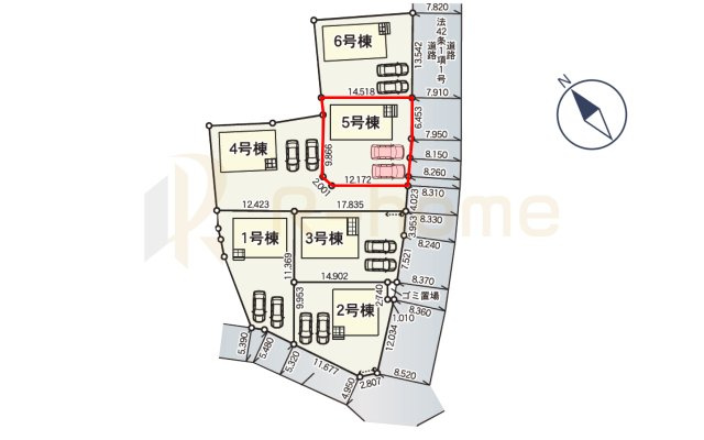 那珂市瓜連第14　新築戸建て　5号棟の区画図|大きなお買い物だからこそ、メリット・デメリットを伝えさせて頂きます。
R-homeにお任せください♪